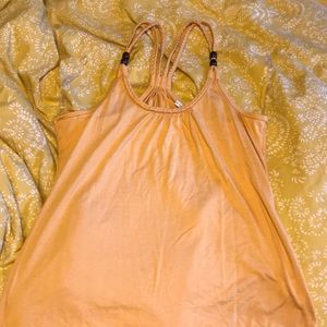 YELLOW TANK TOP WITH BEADS ON STRAPS